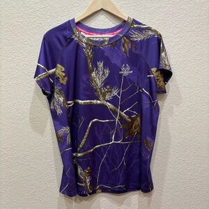 Realtree Purple Short Sleeve Crew Neck Camo T-Shirt Size XL (16-18)